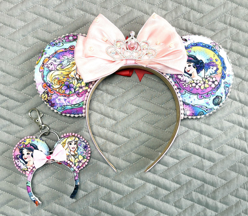 Handcrafted Forest & Dreams – Princess Duos Pixie Pair featuring a boutique mouse ear headband with a matching Mini Magic Charm inspired by an enchanted forest and a dreamy fairy tale kingdom.