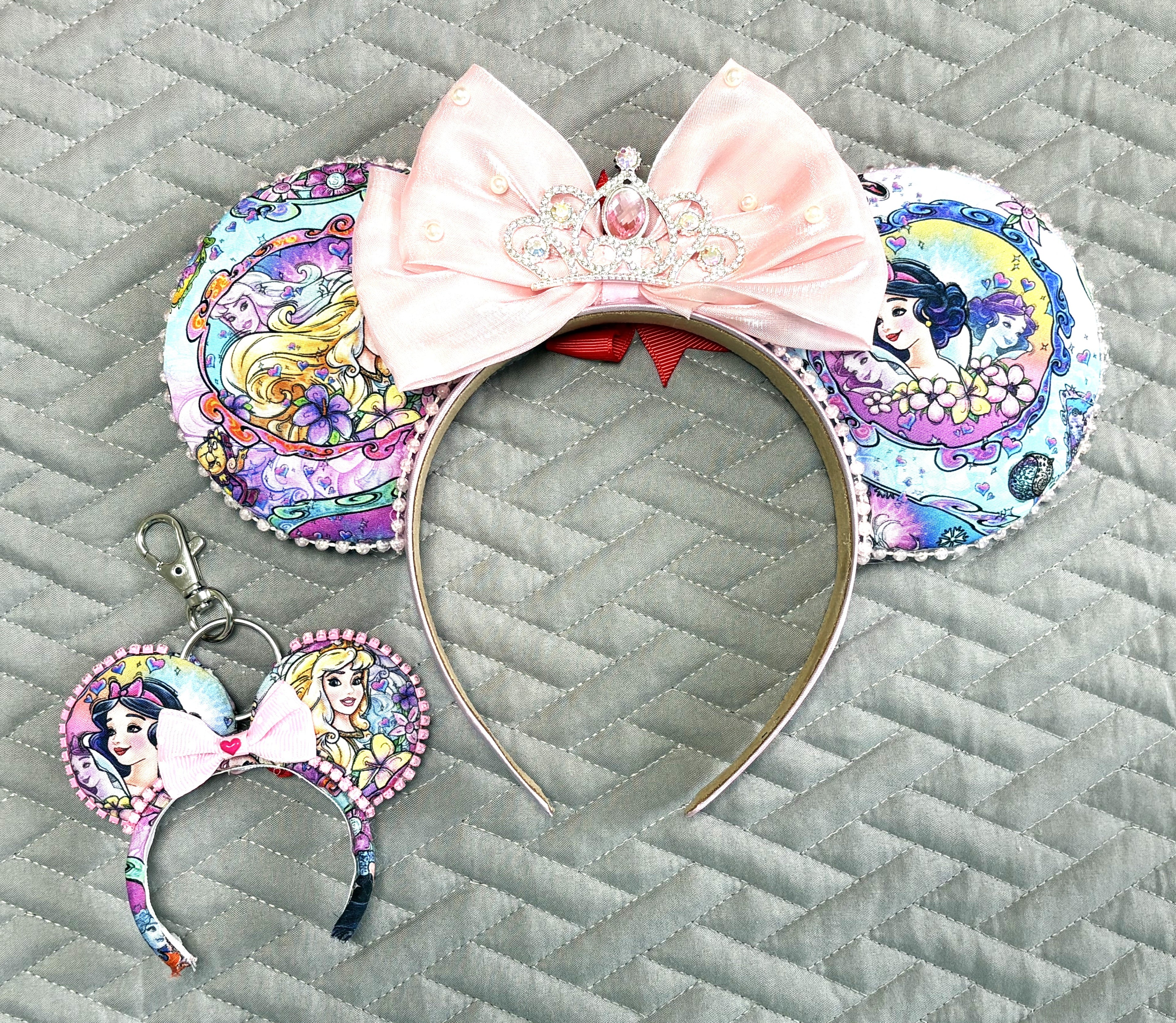 Handcrafted Forest & Dreams – Princess Duos Pixie Pair featuring a boutique mouse ear headband with a matching Mini Magic Charm inspired by an enchanted forest and a dreamy fairy tale kingdom.