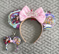 Handcrafted Isles & Oceans – Princess Duos Pixie Pair featuring a boutique mouse ear headband with a matching Mini Magic Charm inspired by tropical islands and enchanting ocean adventures.
