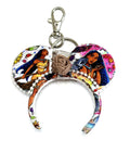 Spirit of the River handcrafted mini ear charm featuring colorful woodland-inspired imagery, autumn leaves, floral accent, white beaded trim, lobster clasp and split ring.